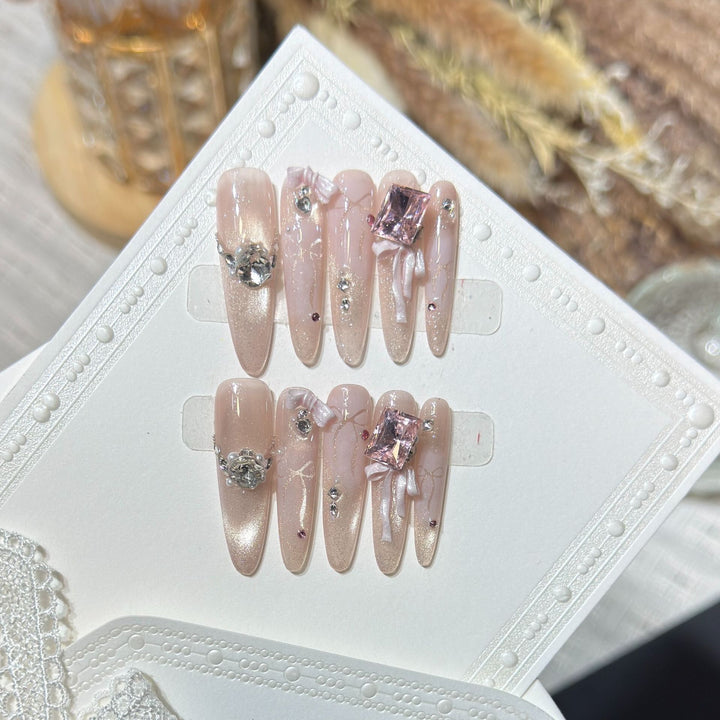 Ornate Rhinestone-Embellished Stiletto Press-On Nails Stornfield