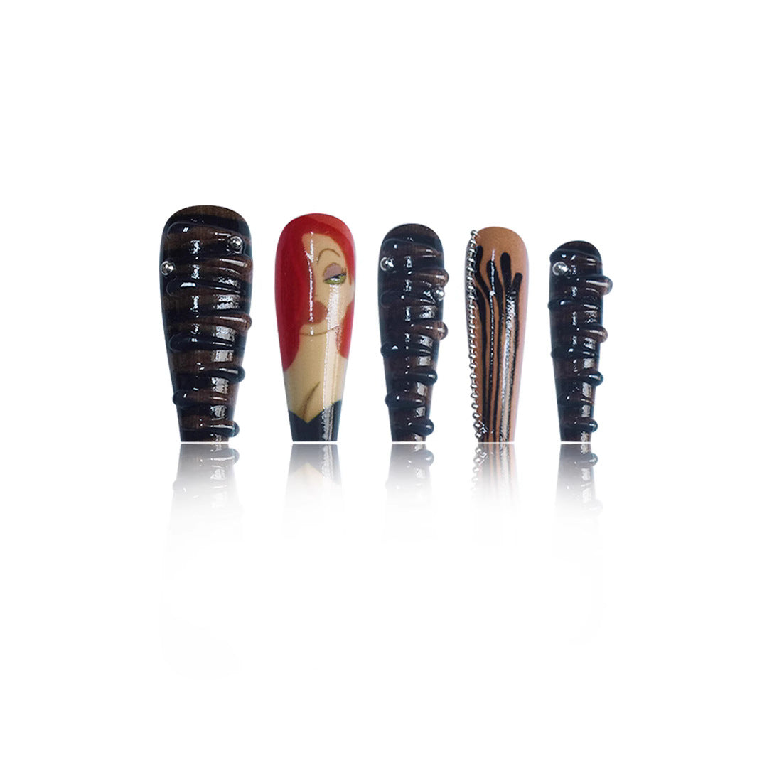 Artistic Character-Themed Press-On Nails Stornfield