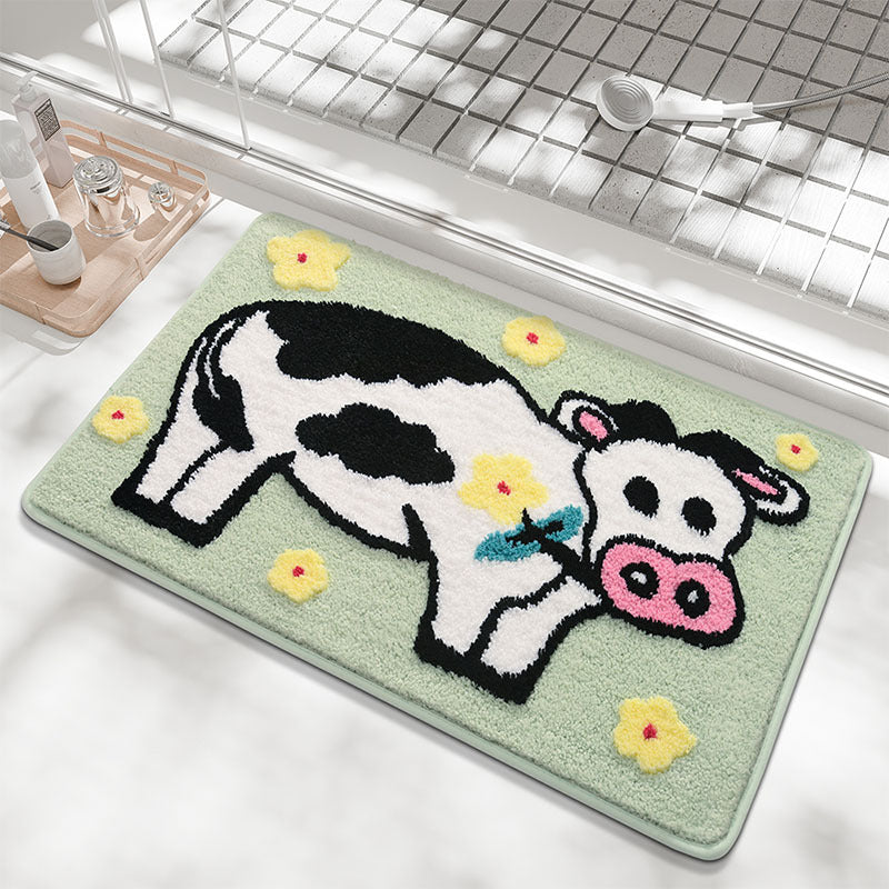 Playful Cow-Themed Bath Mat