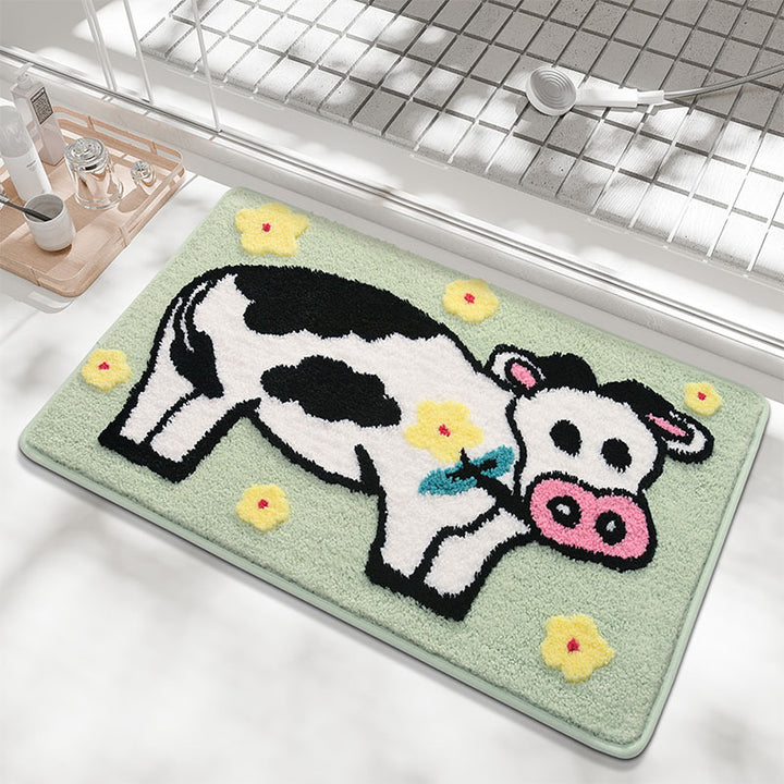 Playful Cow-Themed Bath Mat