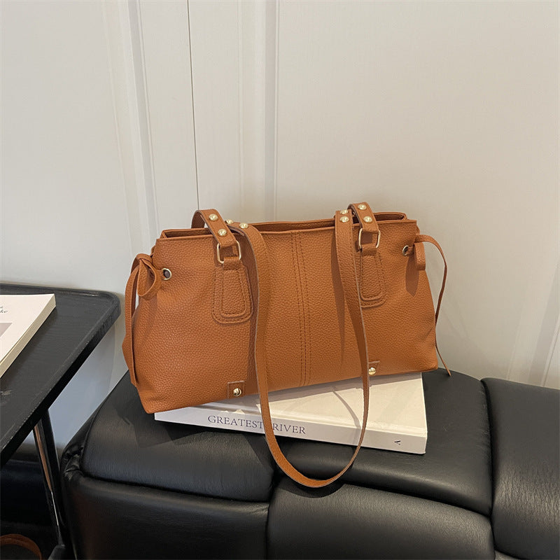 Textured Shoulder Tote Bag