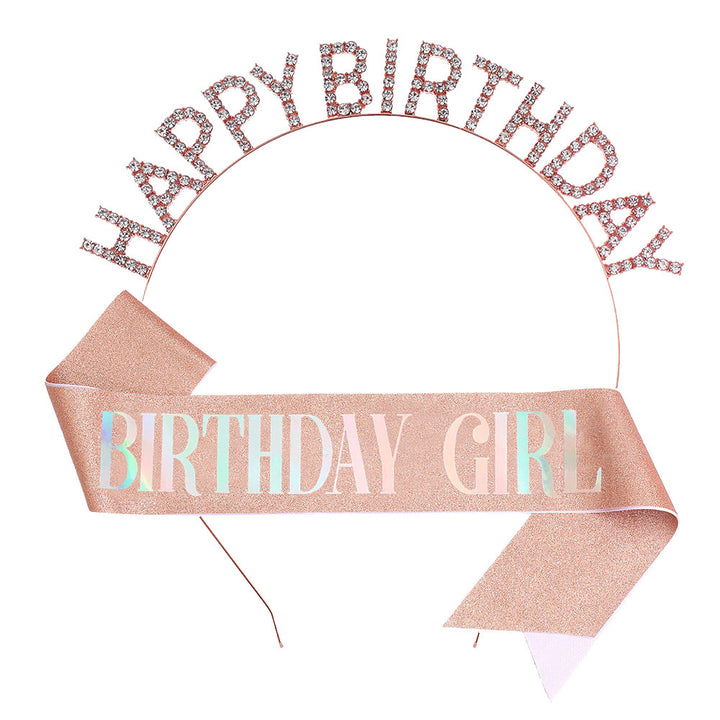 Ladies Glitter Headband with "Happy Birthday" Inscription Stornfield