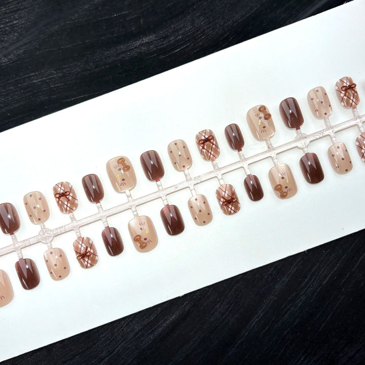 Artistic Press-On Nail Set with Whimsical Designs