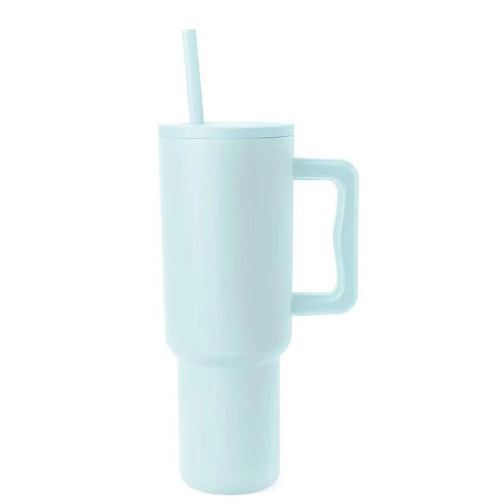 Women thermos cup with ergonomic handle and integrated straw Stornfield