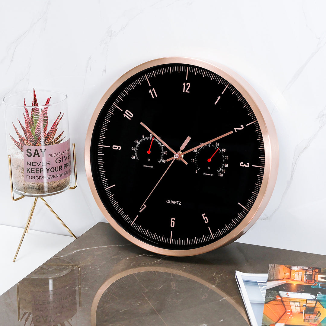 Funk Wall Clock with Thermometer and Hygrometer Stornfield
