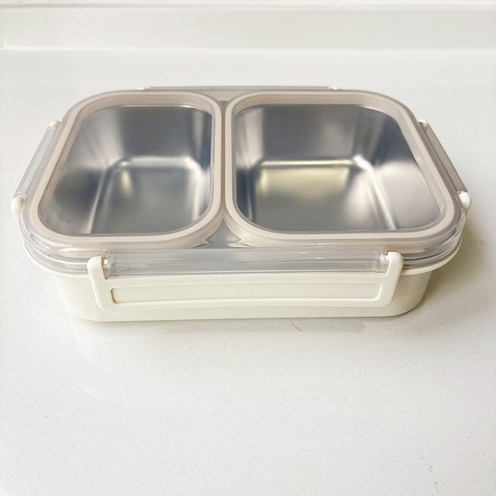 Dual-Compartment Steel Food Storage Container