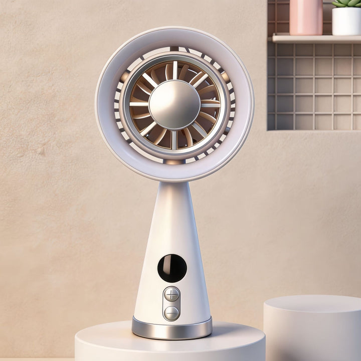 Women's Portable Mini Fan with LED Lighting and Digital Speed Display Stornfield