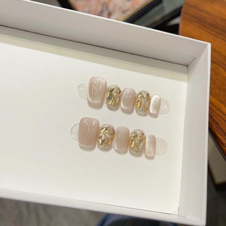 Elegant Press-On Nail Set with Decorative Accents Stornfield