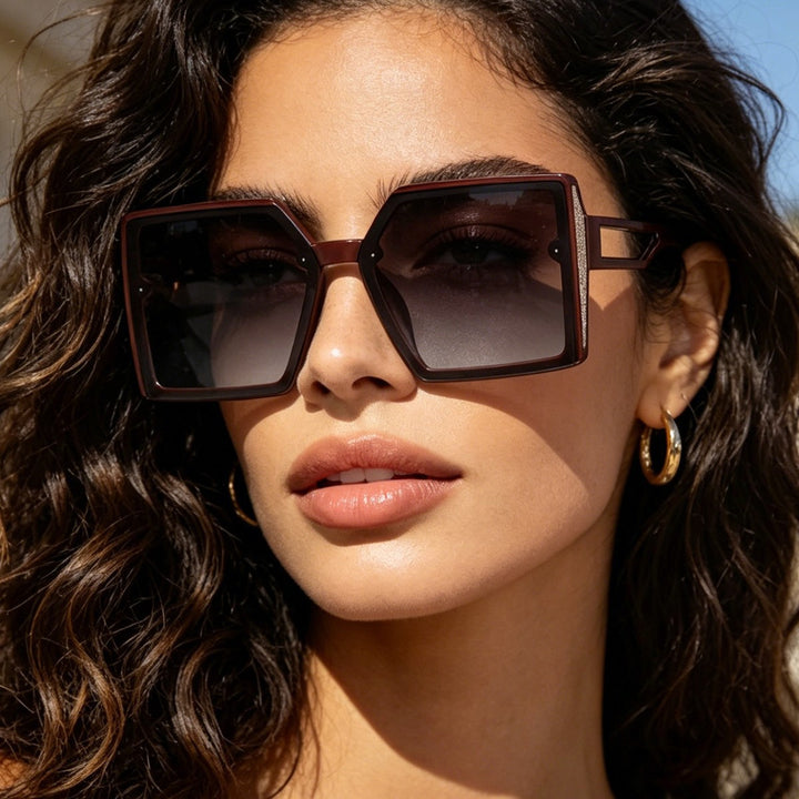 Women's sunglasses with unique square frame and sparkling accent Stornfield