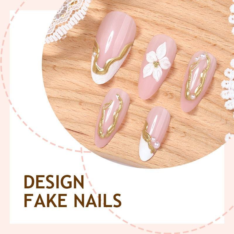 Acrylic nail set with elegant flower and glitter decoration Stornfield