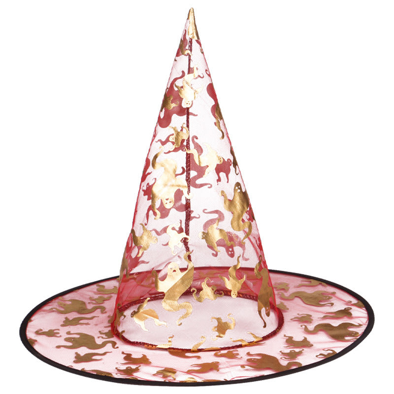 Halloween Themed Witch Hat with Decorative Patterns