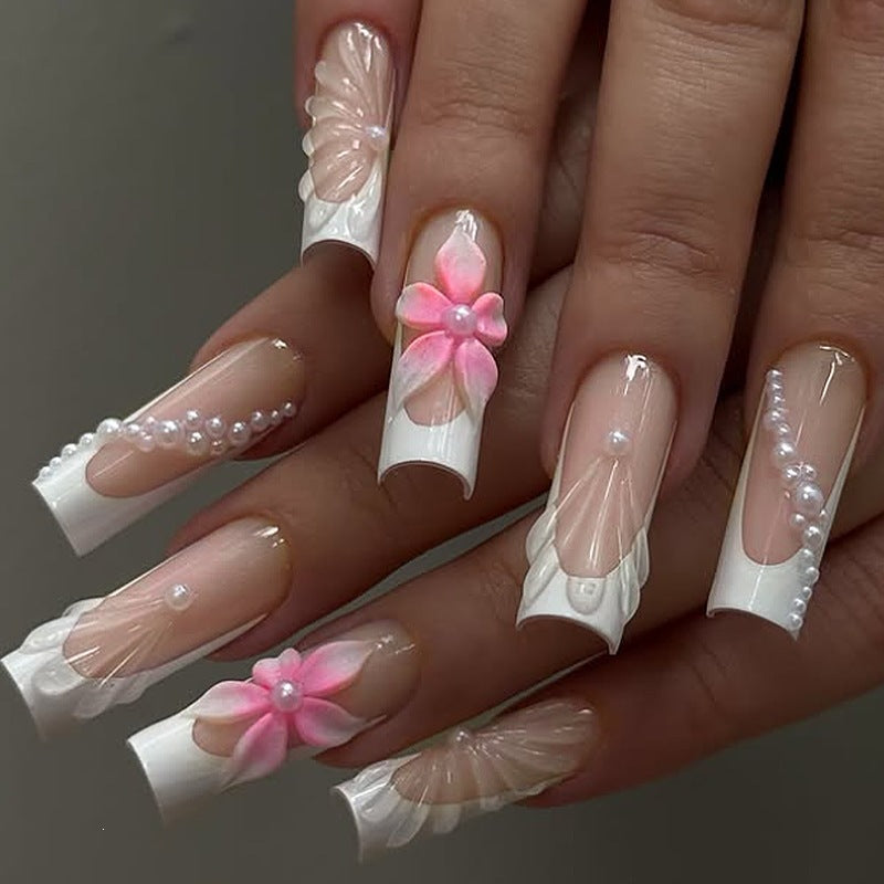 Art nail set with exquisite flower and glitter accents Stornfield