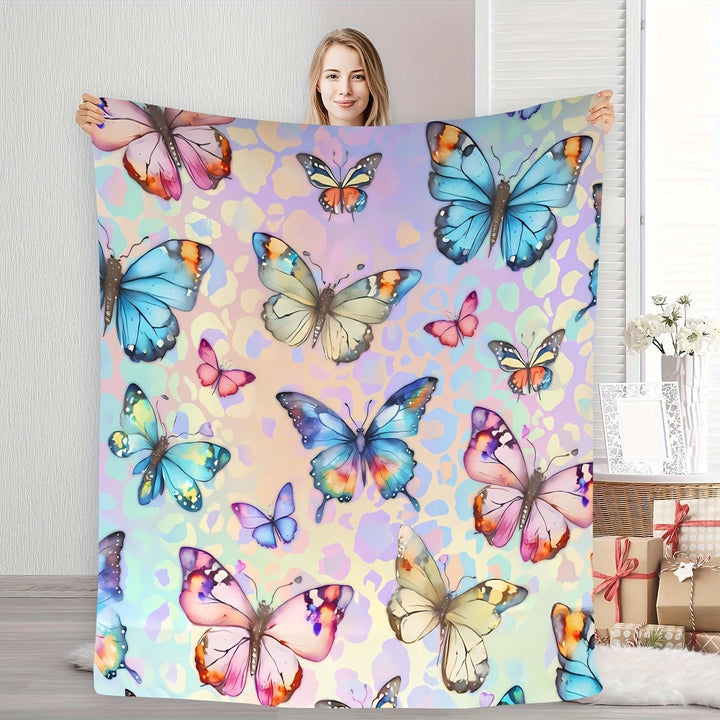 Butterfly Print Fleece Throw Blanket