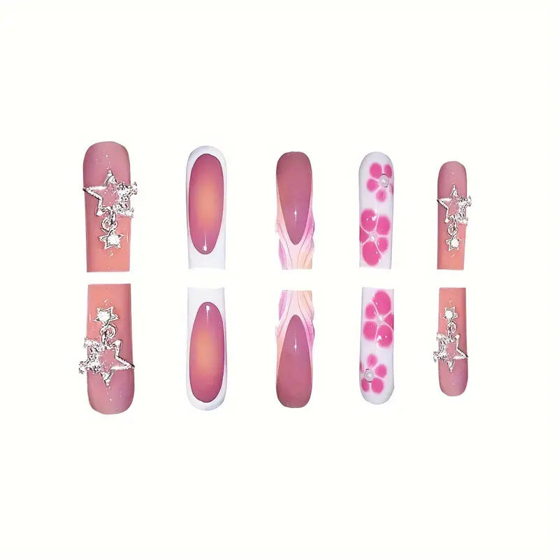 Artistic 3D Floral Press-On Nail Set Stornfield