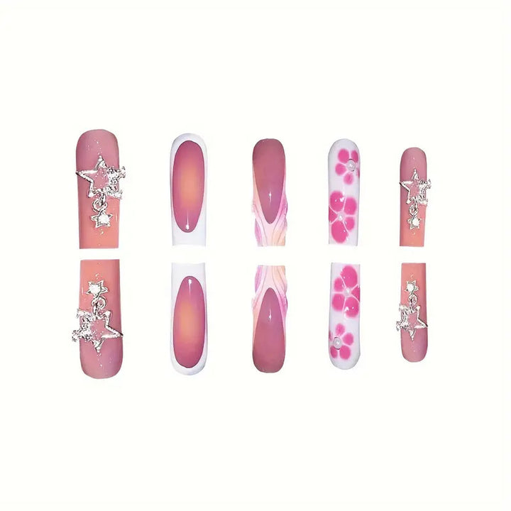 Artistic 3D Floral Press-On Nail Set Stornfield