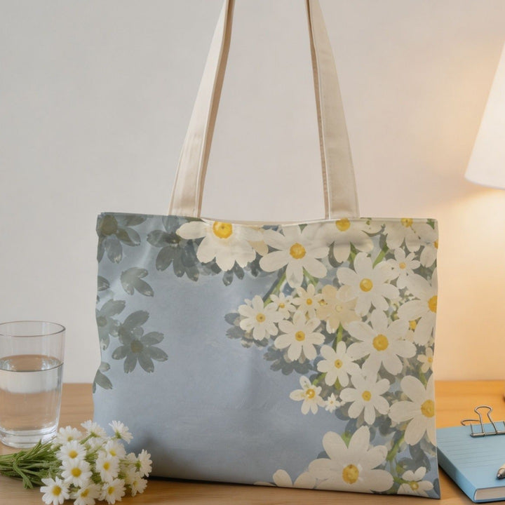 Floral Print Canvas Tote Bag
