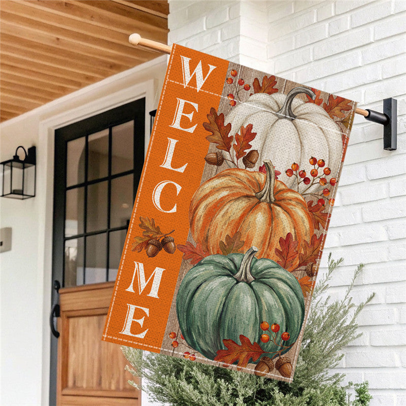 Autumn Harvest Decorative Garden Flag with Squirrel Welcome Design