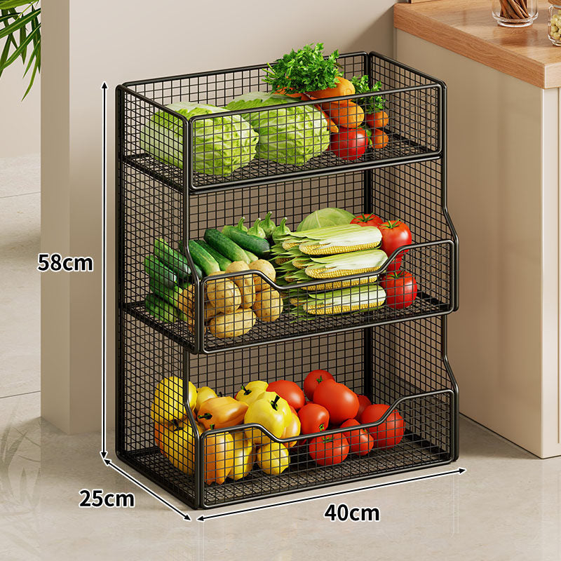 Two-Tier Wire Mesh Countertop Vegetable and Fruit Storage Rack