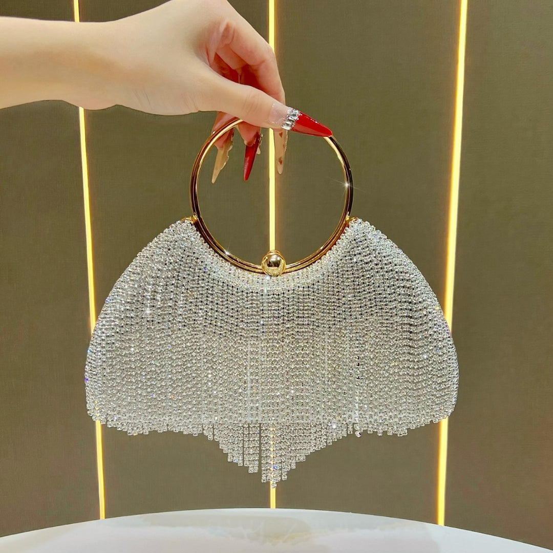 Crystal-Studded Decorative Evening Handbag