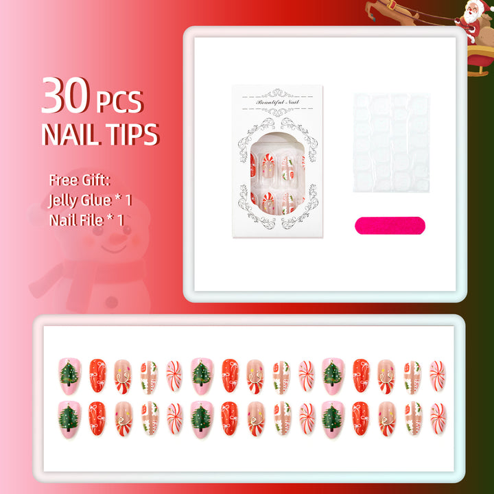 Festive Christmas-Themed Press-On Nail Set