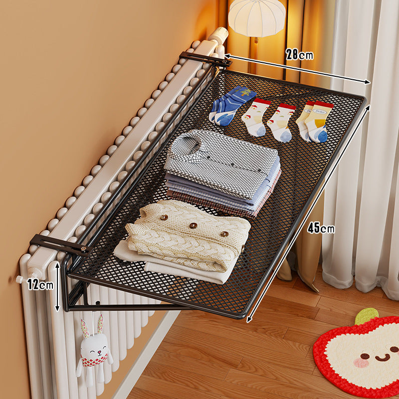Radiator-Mounted Foldable Mesh Drying Shelf