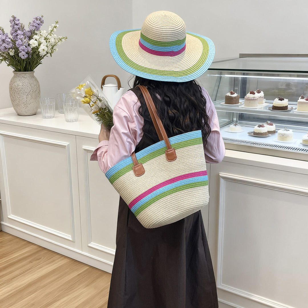 WoColorful Straw Beach Tote Bag Stornfield