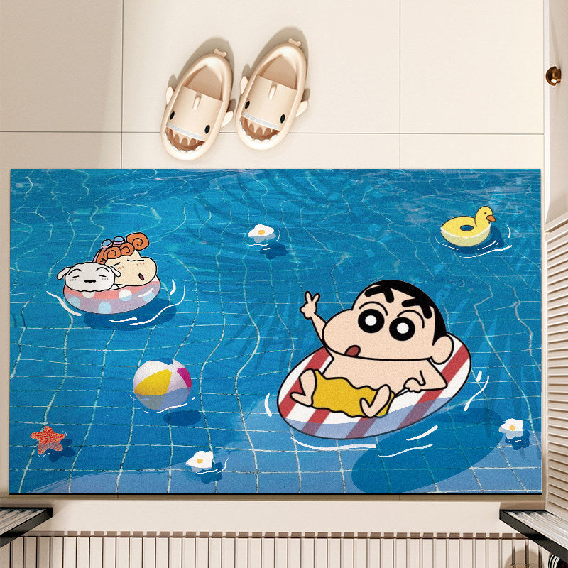 Cartoon Underwater-Themed Bath Mat