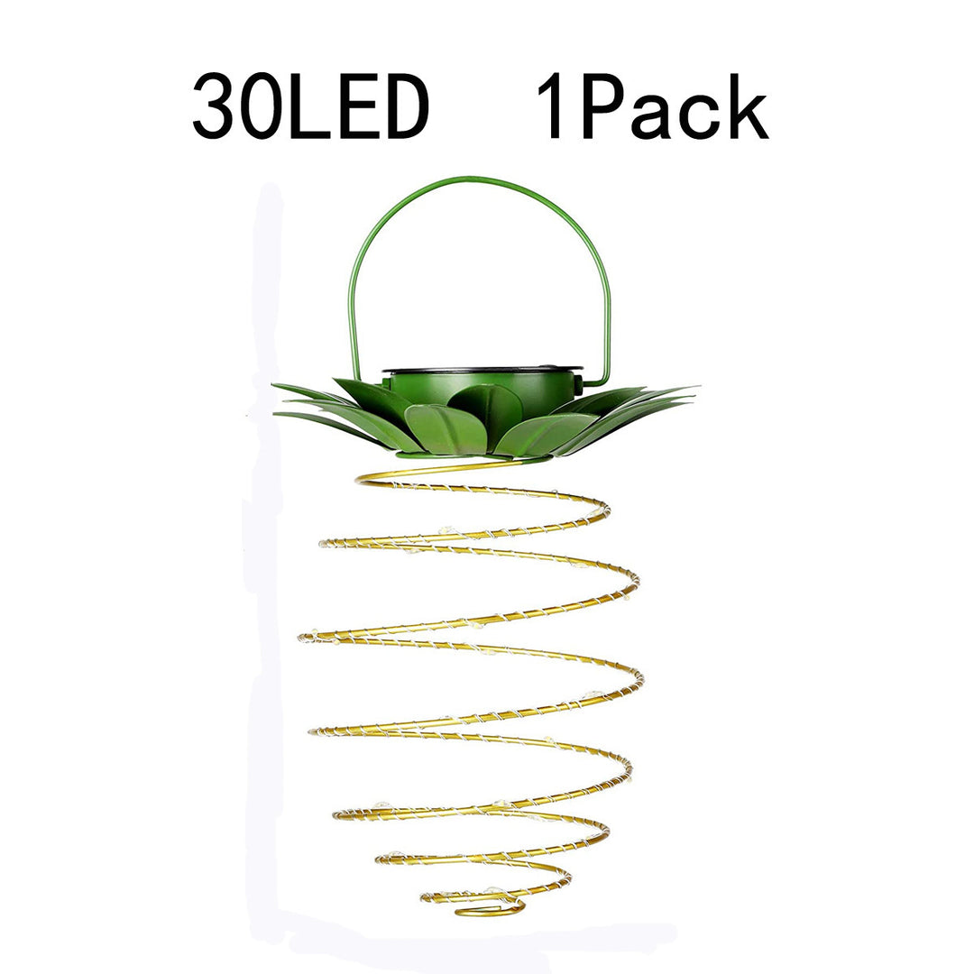 Spiral Hanging Solar LED Lantern With Lotus Canopy And Carrying Handle Stornfield