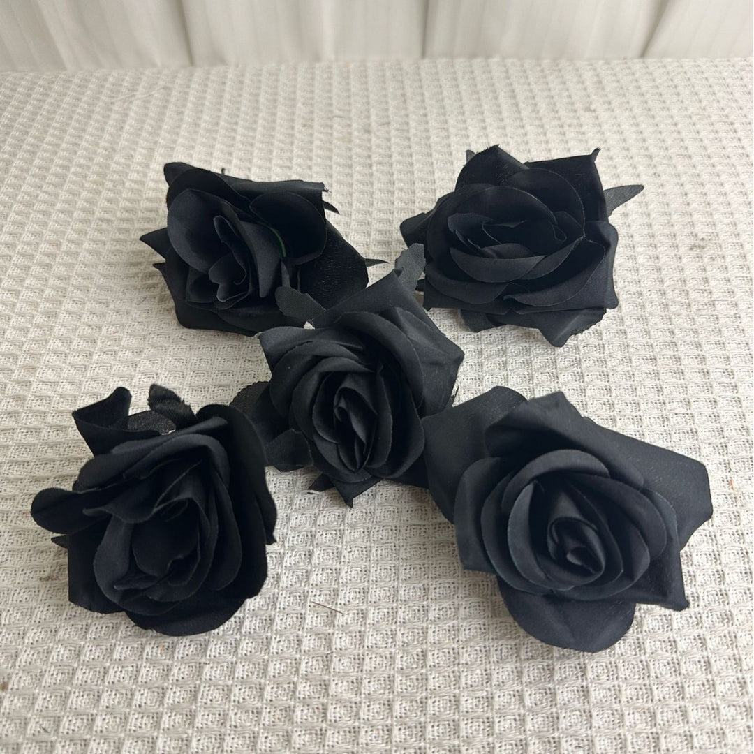 Set of delicate fabric rose hair clips for bridal and festive hairstyles