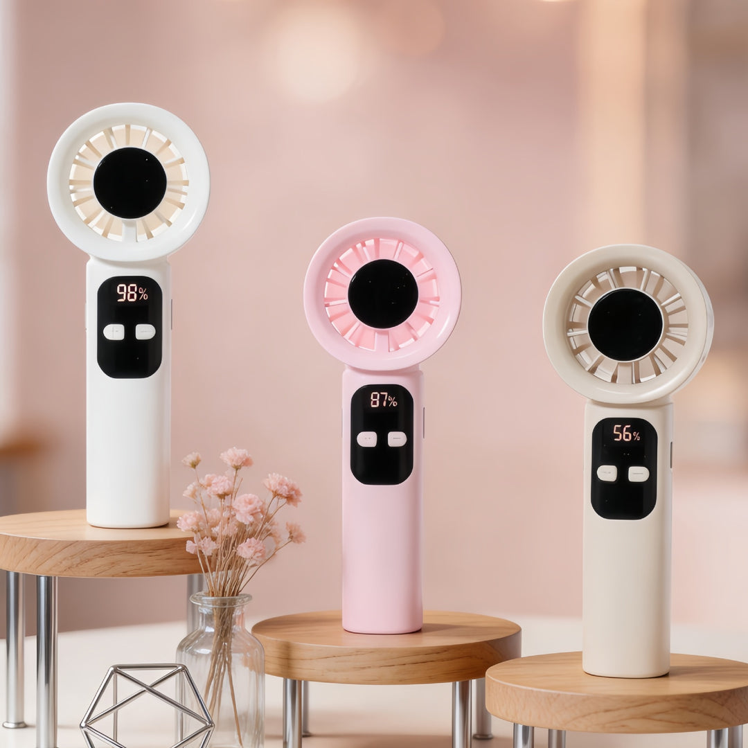 Ladies Portable Hand Fan with LCD Display and USB Connection Stornfield