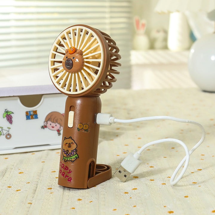 Women Portable Hand Fan with Cute Bear Design and LED Lighting Stornfield