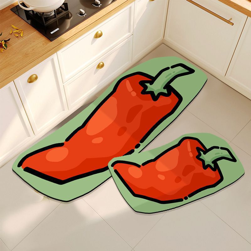 Cartoon Pepper Design Kitchen Mat Set