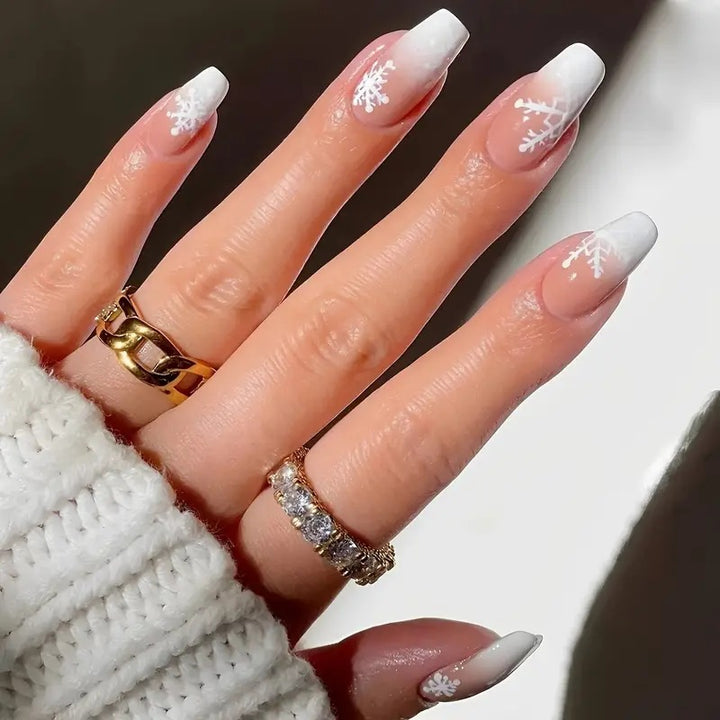Snowflake Acrylic Nail Art Stornfield
