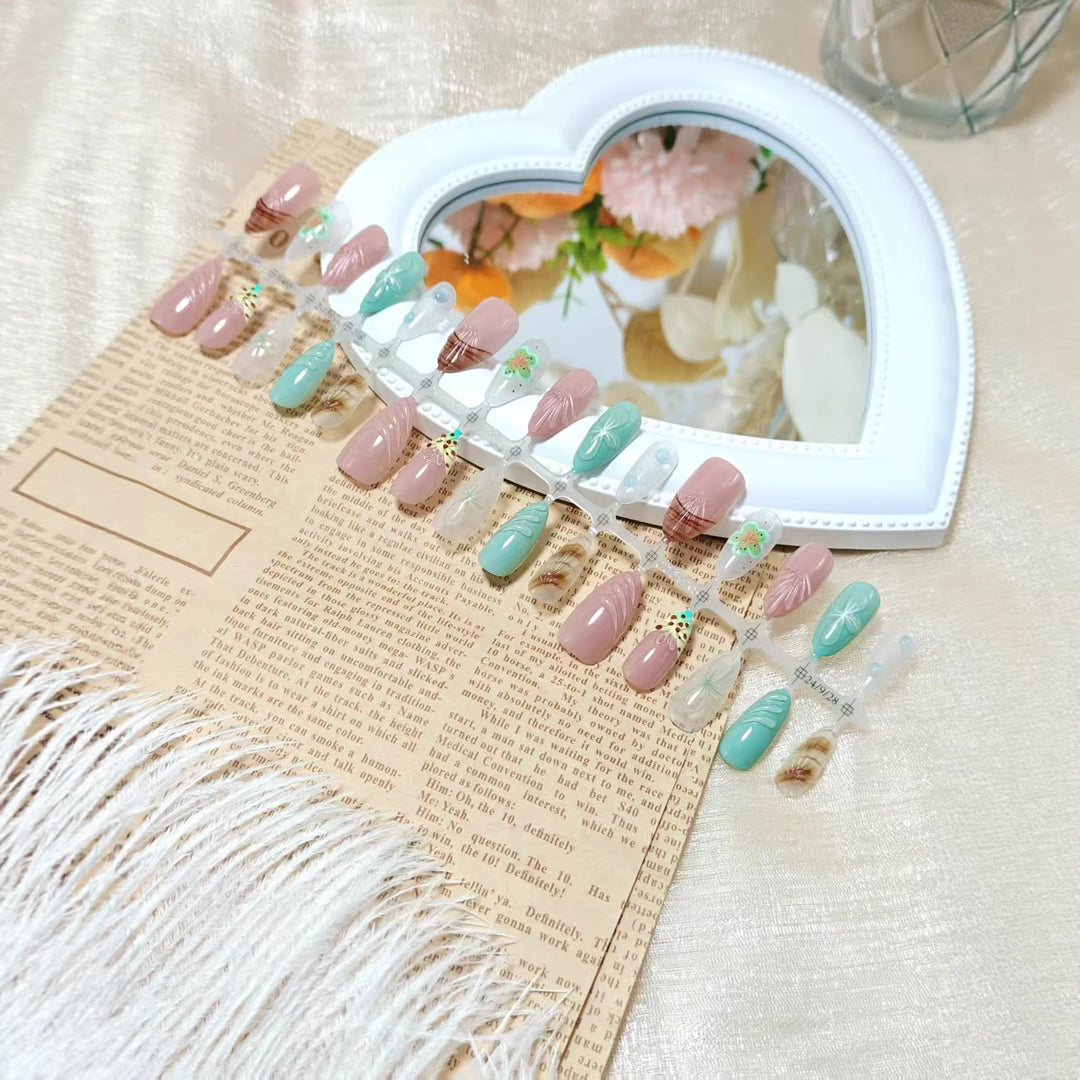 Artificial nails with elegant 3D flower and gradient design Stornfield