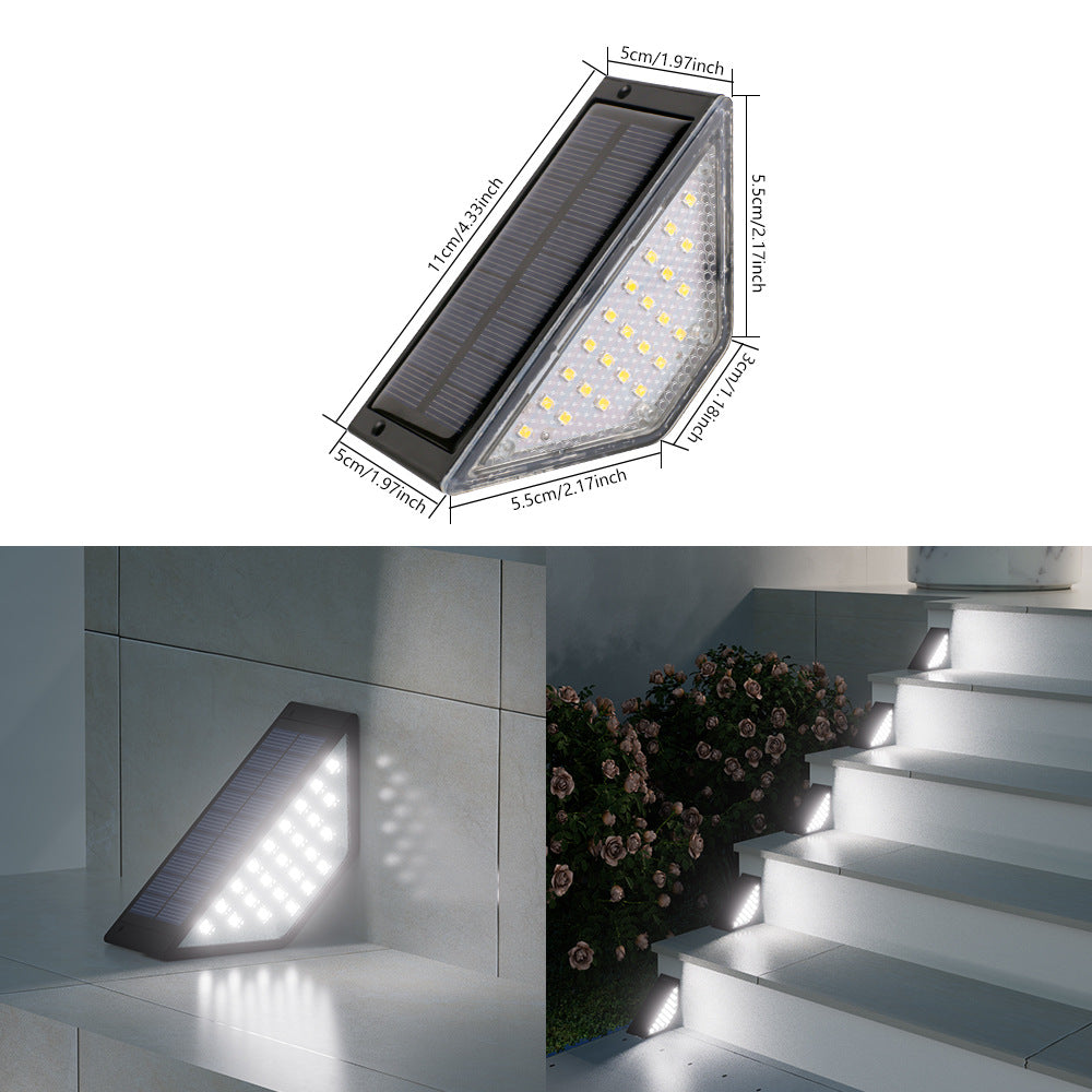 Triangular Solar LED Corner Step Light With High-Efficiency Photovoltaic Panel And Waterproof Housing Stornfield
