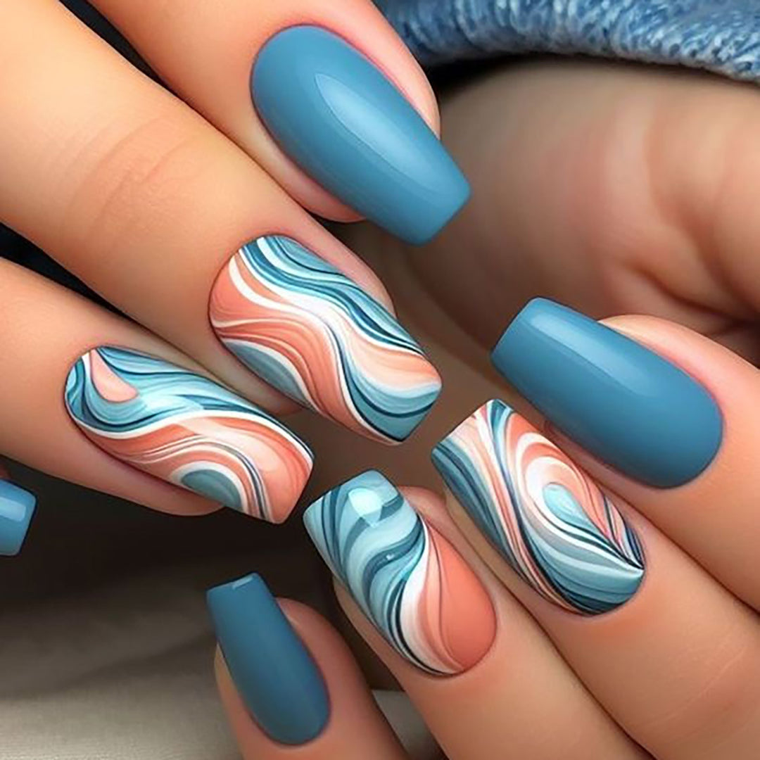 Marble-Effect Press-On Nail Set Stornfield