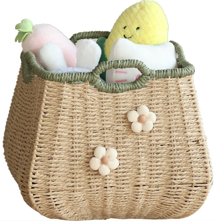 Handcrafted basket with flower appliqué Stornfield