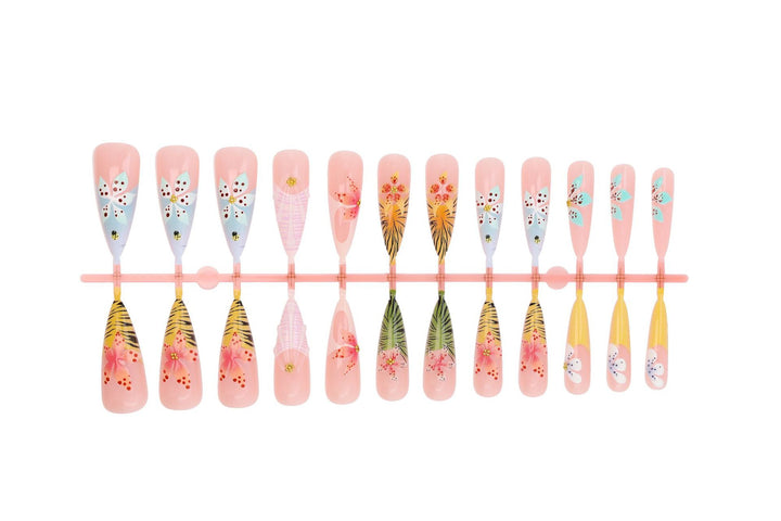 Nail art set with elegant floral designs Stornfield