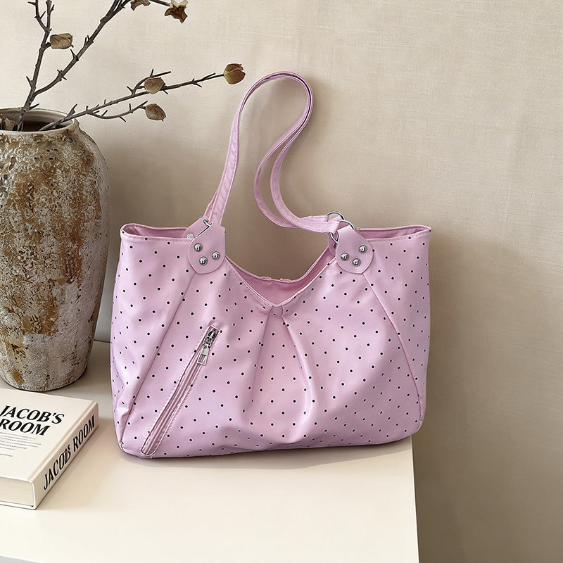 Polka Dot Patterned Handheld Tote Bag