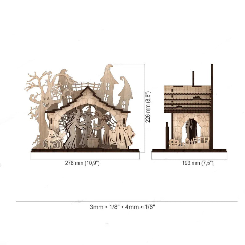 3D Halloween-Themed Wooden Decor