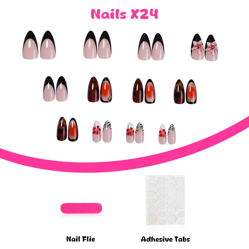 Artificial nail set with floral and creative decorations Stornfield