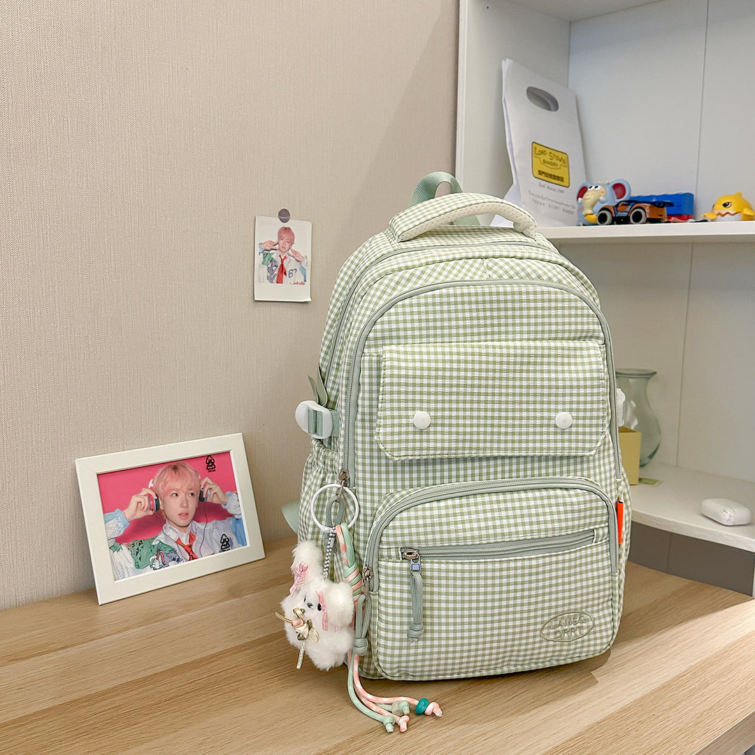 Gingham Print Multi-Pocket Backpack Stornfield