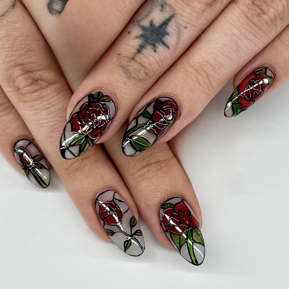Elegantly designed artificial nails with floral pattern Stornfield