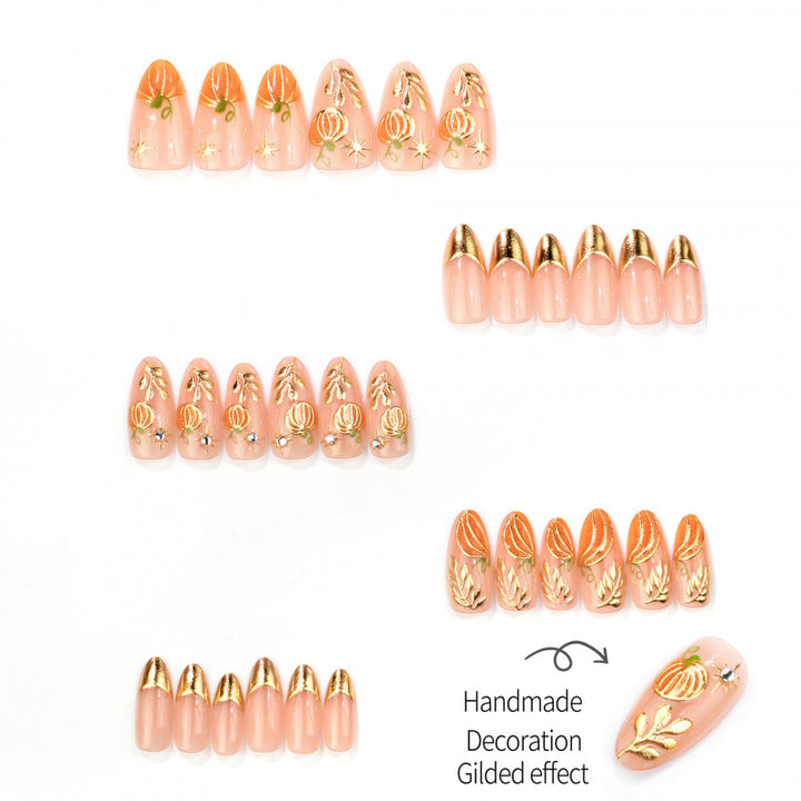 Festive Pumpkin Themed Press-On Nail Set