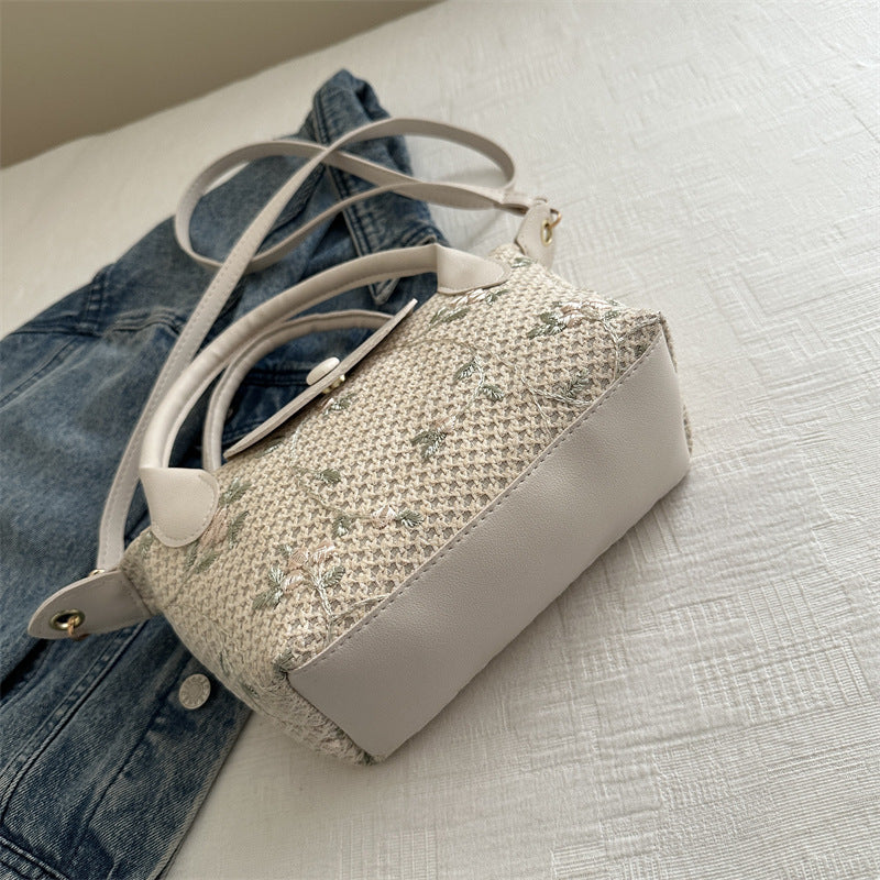 Embroidered Tote Handbag