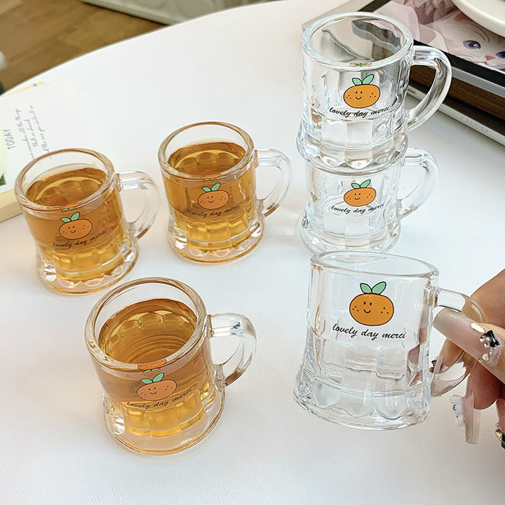 Ceramic mugs set with cheerful orange design Stornfield