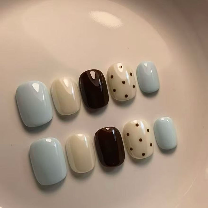 Artistic Coffee-Inspired Press-On Nail Art Set Stornfield