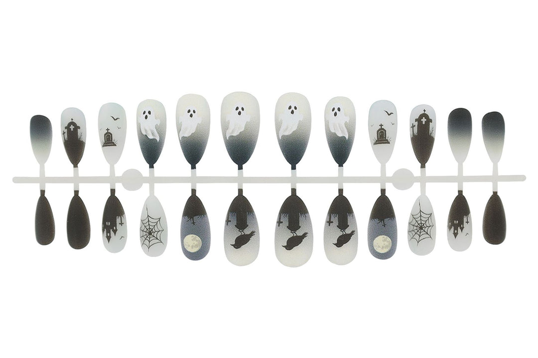 Halloween artificial nail set with spooky ghost and spider designs Stornfield
