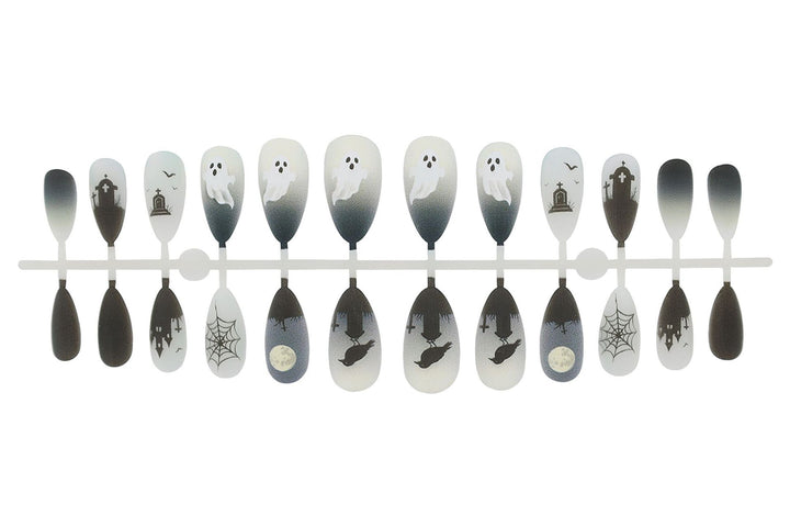 Halloween artificial nail set with spooky ghost and spider designs Stornfield