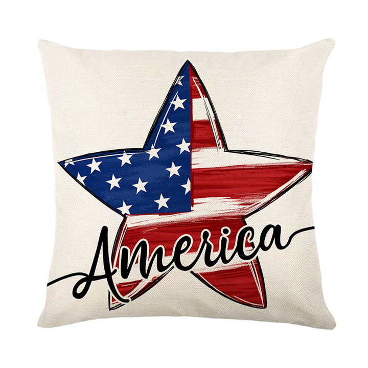 Patriotic Decorative Cotton-Linen Throw Pillow Cover